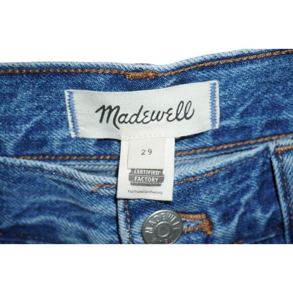 Madewell High Waist Denim Midi Skirt with Front Slit – Size 29 - Picture 3 of 6